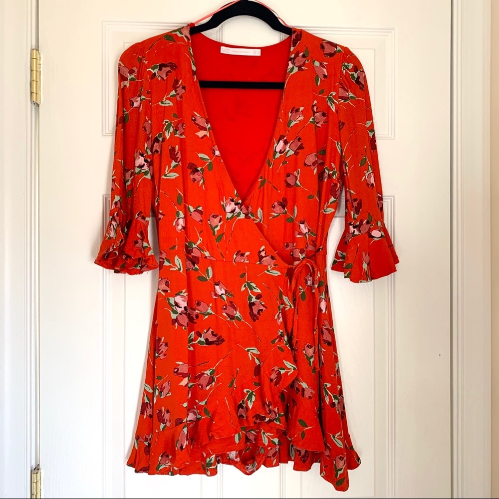 Zara Trafaluc Collection Red Floral Romper Medium